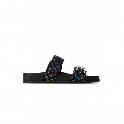LOUIS VUITTON MURAKAMI LV X TM BOM DIA FLAT COMFORT MULES 1AGXUJ